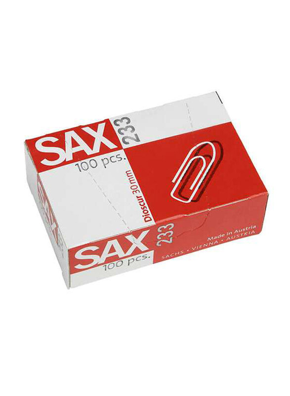 

SAX 233 Paper Clips, 30mm, 100 Pieces, Silver