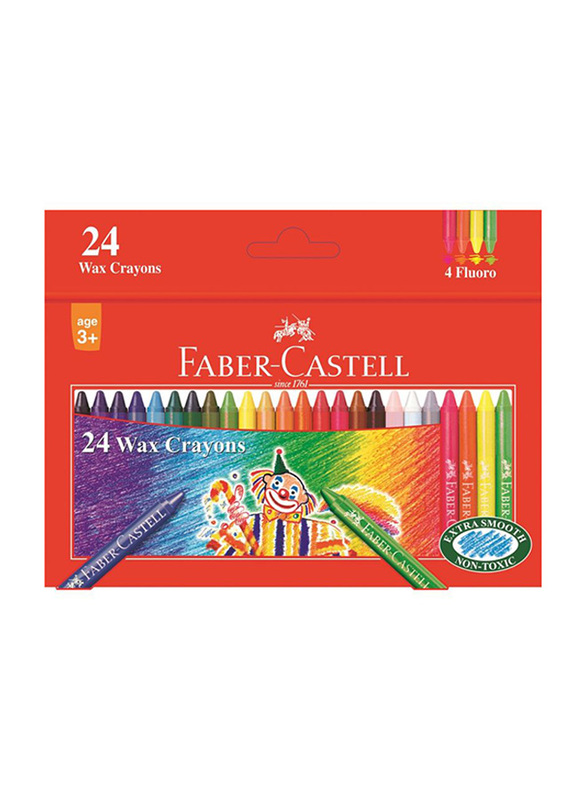 Faber-Castell Wax Crayon, 90mm, 24 Pieces, Multicolour