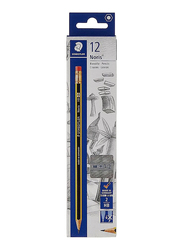 Staedtler 12-Piece Noris Pencil with Rubber Tip, 122-HB-A53, Black