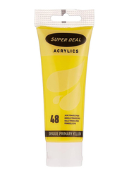 Super Deal Acrylic Paint Tube, 75ml, Opaque Primary Yellow