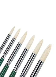 Golden Maple Bristle Pointed Round Brush Art Paint Brushes, 6 Pieces, White