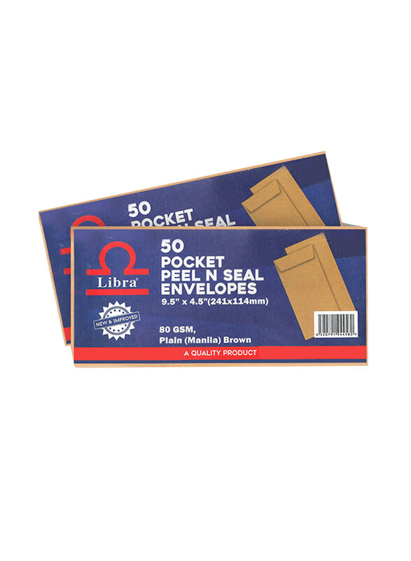 

Libra Envelope, 114 x 241 mm, 50 Pieces, Brown