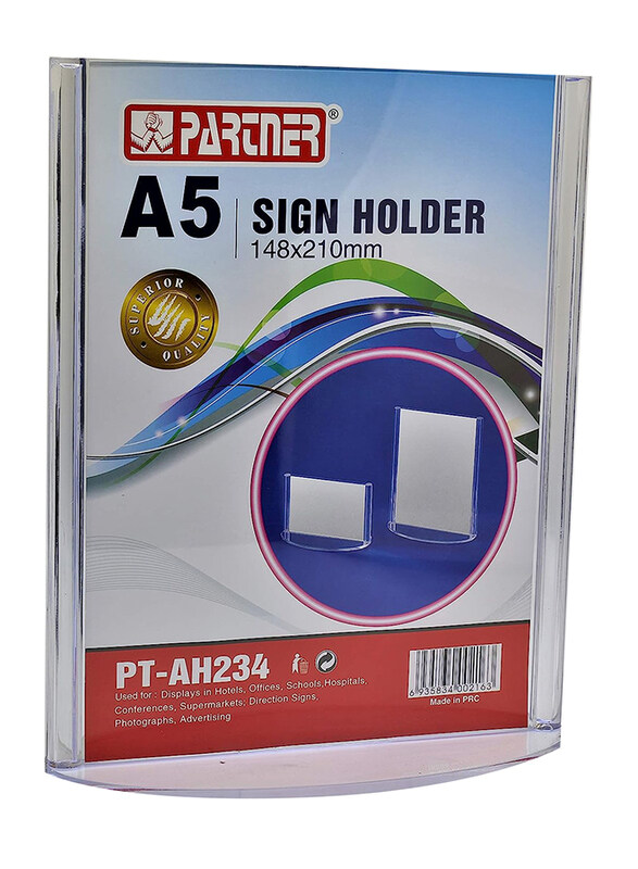 

Partner Acrylic T-Shape A5 Vertical Sign Holder, PT-AH234, Multicolour