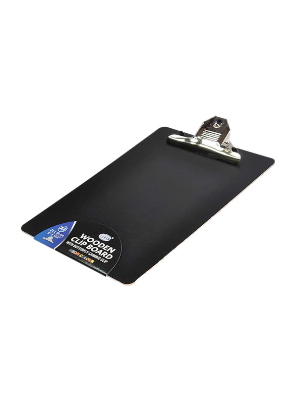 

FIS Neon Wooden Clip Board, Black