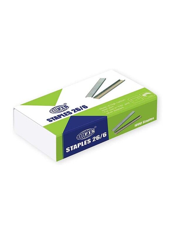 

FIS 26/6 Stapler Pins, 1000 Pieces, Silver