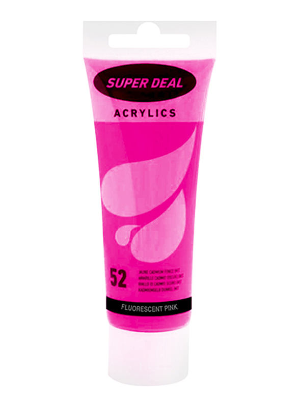 Super Deal Acrylic Paint Tube, 75ml, Fluorescent Pink