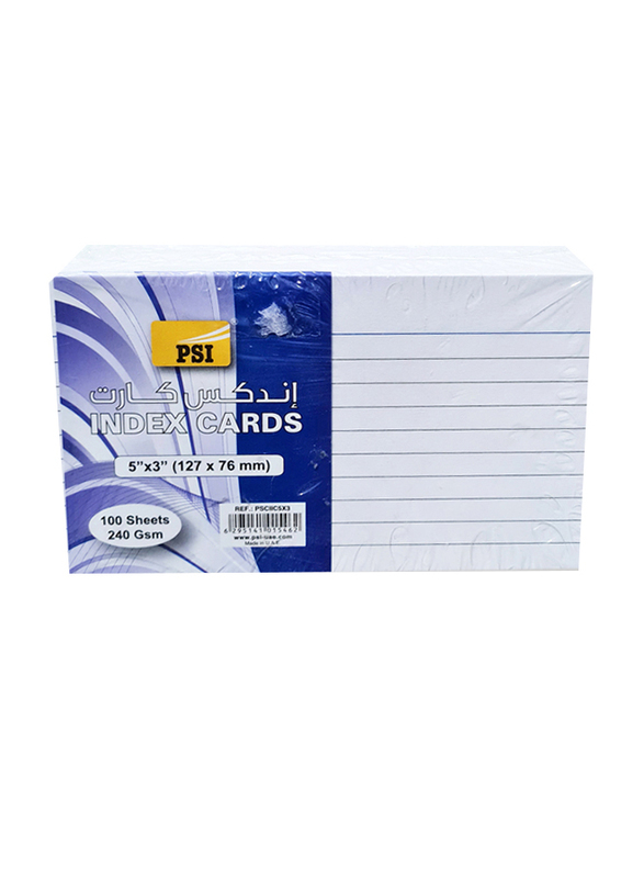 

PSI Index Cards, 127 x 76mm, 100 Sheets, 240GSM, White