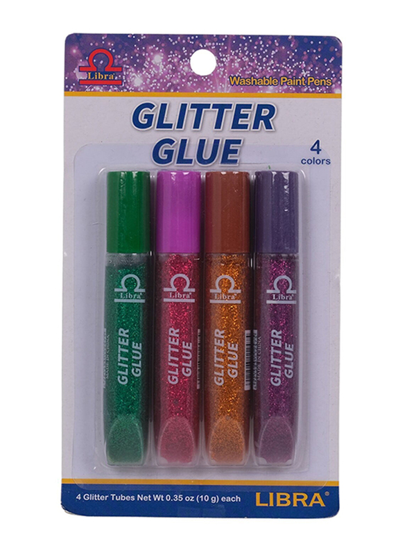 Libra Glitter Glue, 4 Pieces, Assorted