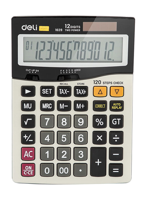 

Deli Dual Power Calculator, E 1629, Grey