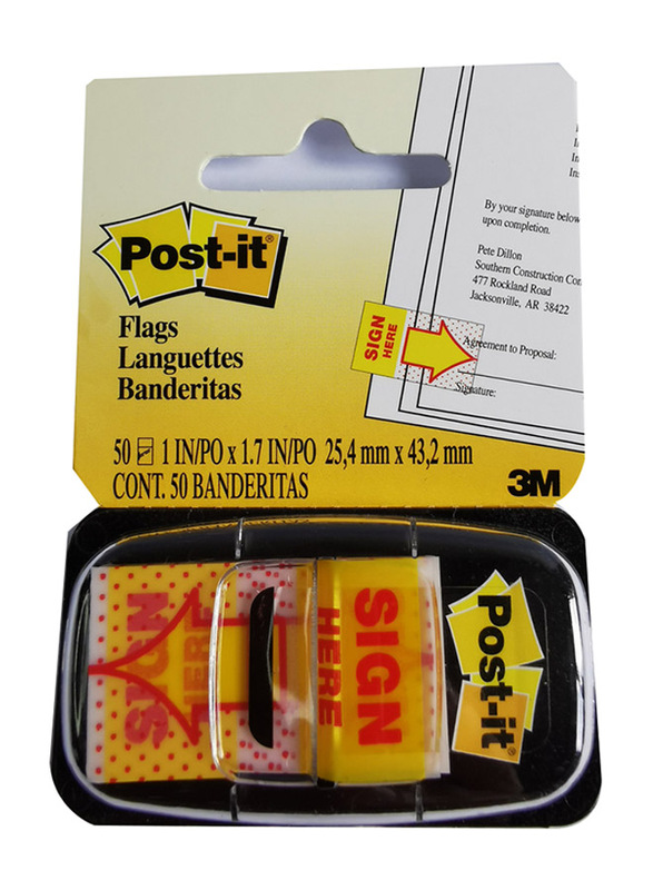Post-it Sign Here Flag, 680-9, Yellow