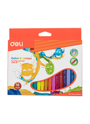 Deli Colour Emotion Plastic Crayon, EC20010, 18 Pieces, Multicolour