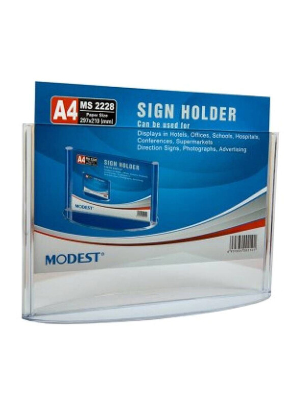 

Modest Acrylic A4 Landscape Sign Holder, MS 2228, Multicolour