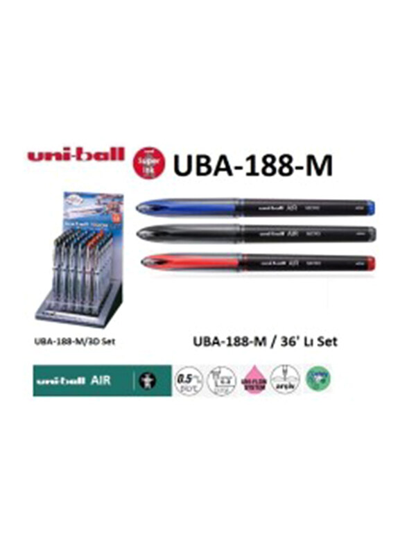 

Uniball 36-Piece Rollerball Pen Set, 0.5mm, MI-UBA188M/03D, Multicolour
