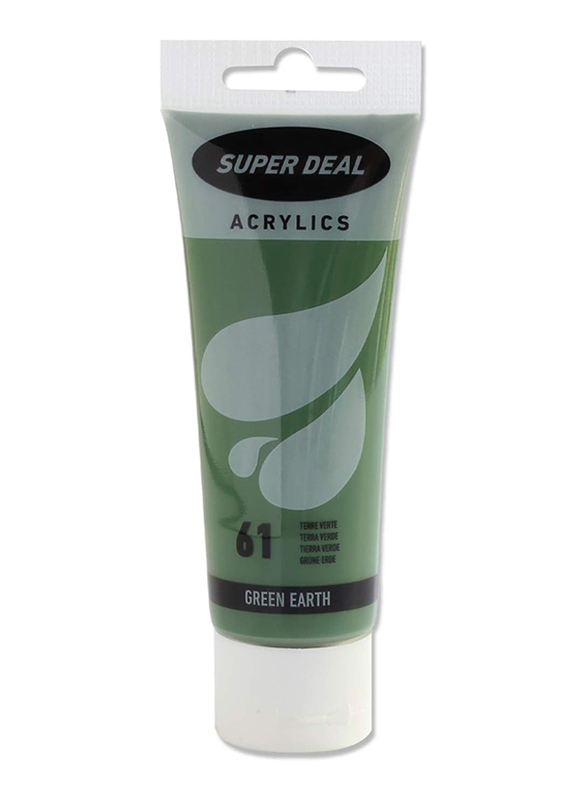 Super Deal Acrylic Paint Tube, 75ml, Green Earth