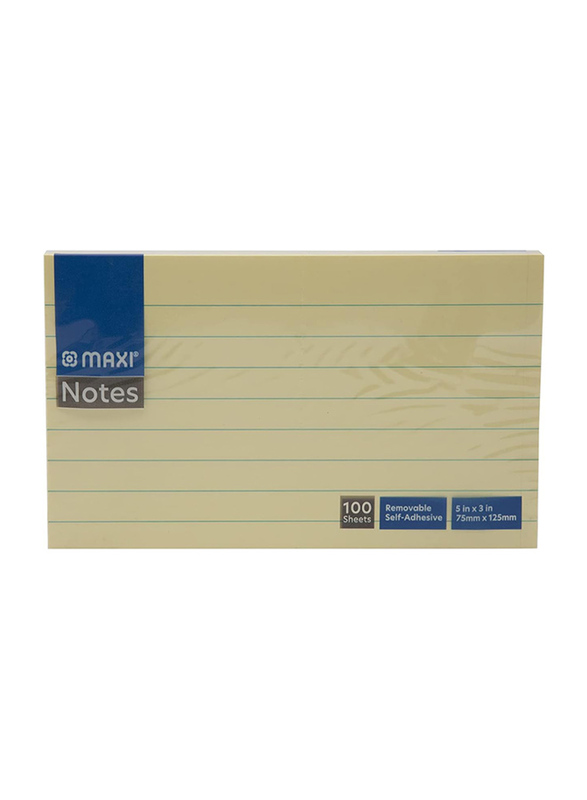 Maxi Sticky Notes, 75 x 125 mm, 100 Sheet, Ruled Yellow