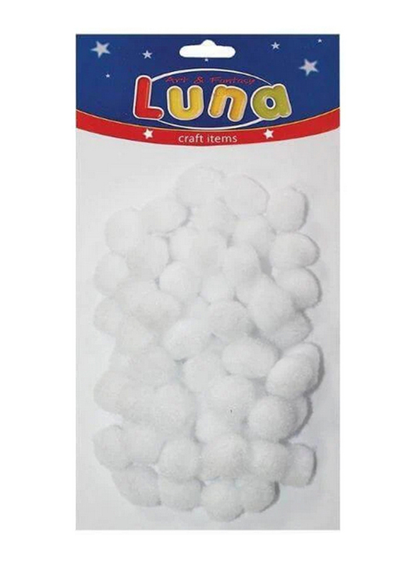 Luna 60 x 15mm Pom Pom with Header Card, White