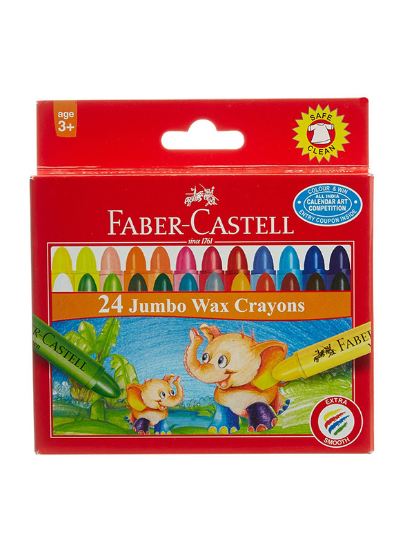 Faber-Castell Jumbo Wax Crayons, 90mm, 24 Pieces, Multicolour