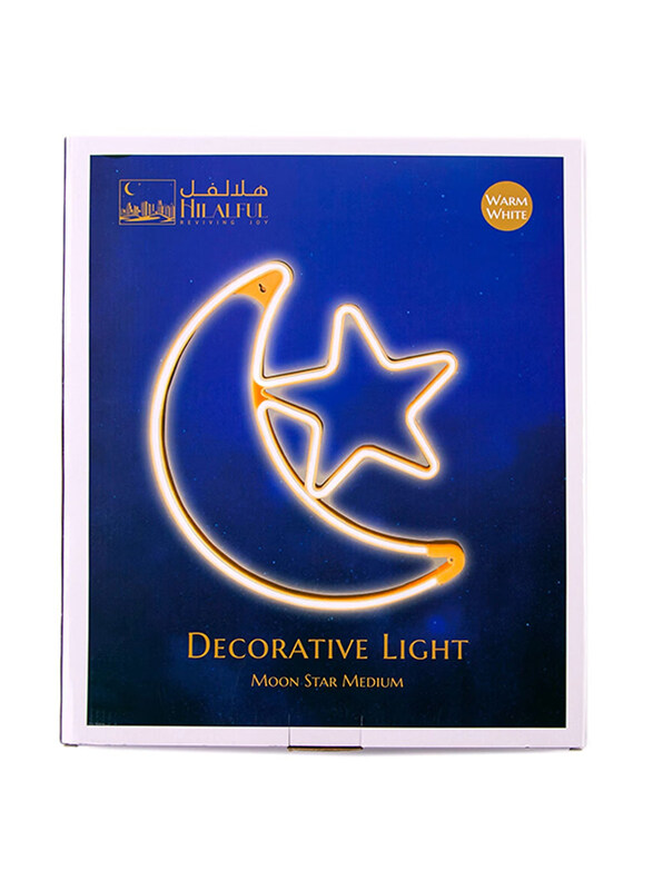 

HilalFul Medium Moon Star Decoration Light 1.5 mtr Cable, Yellow