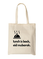 HilalFul Lunch is Back Eid Mubarak Tote Bag, Beige