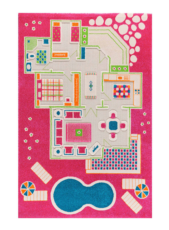 

IVI 3D Carpet Playhouse Pink Design Educational And Imaginative Play Mat, Large, Pink