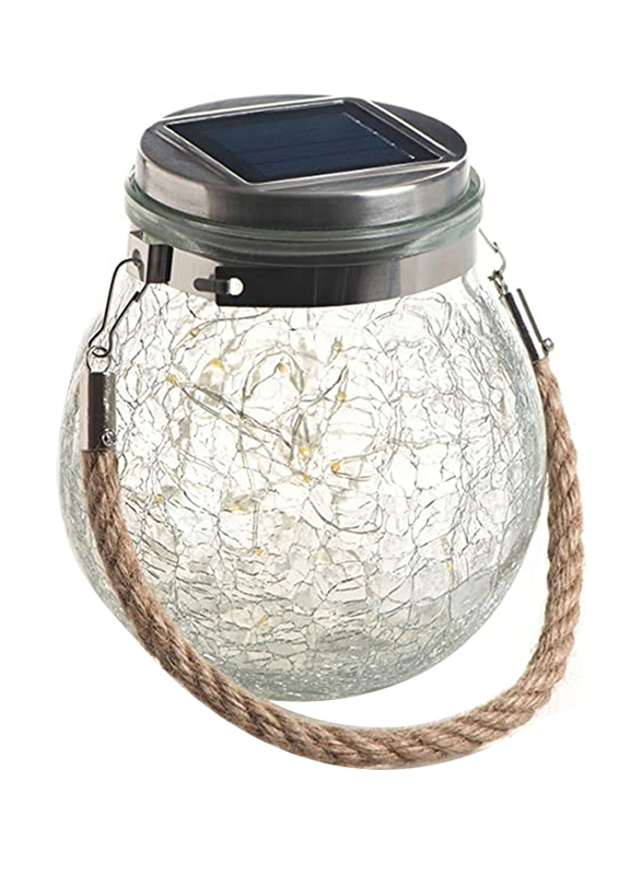 HilalFul Hanging Fairy Lights Jar (Solar) Large 20 LED 2 meters Decoration Light, Yellow