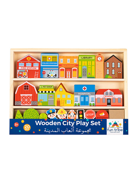 

Fun Tribe Wooden City Play Set, 20 Pieces, Ages 3+