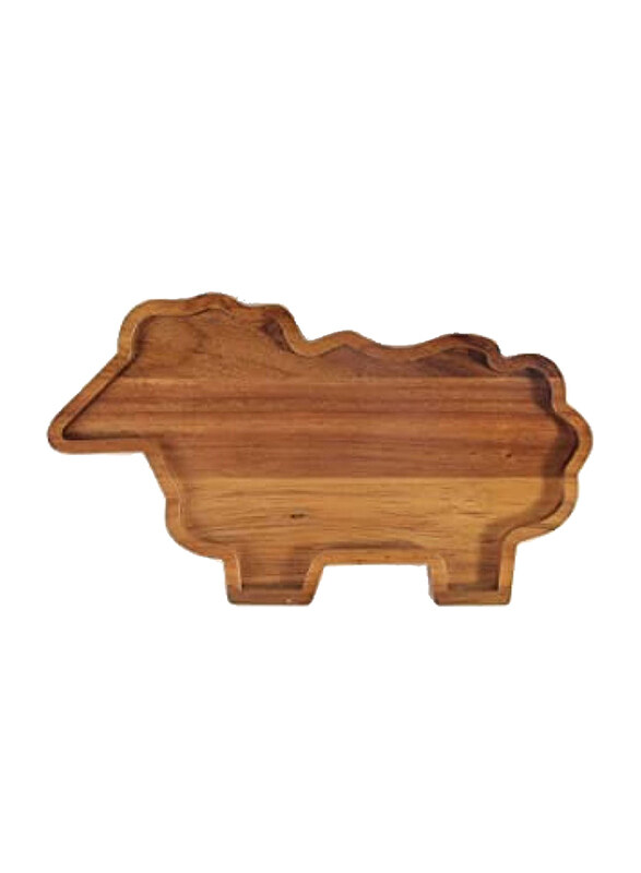 Hilalful Acacia Lamb Sheep Wooden Tray, Brown