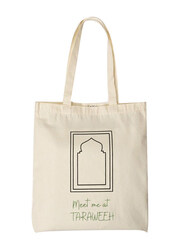 HilalFul Meet Me at Taraweeh Messenger Tote Bag, Beige