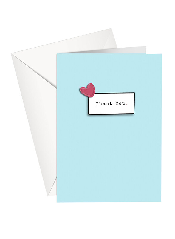 

Share The Love 114 Thank You Heart Printed Greeting Card with Envelope, Blue