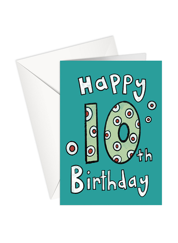 Share The Love GC110 Age 10 Happy Birthday Printed Greeting Card with Envelope, Teal