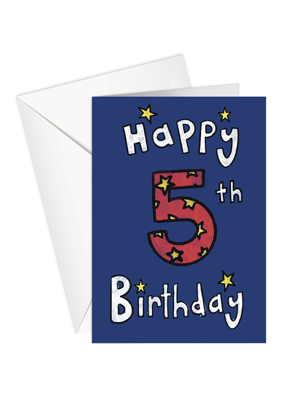 Share The Love GC110 Age 5 Happy Birthday Printed Greeting Card with Envelope, Dark Blue