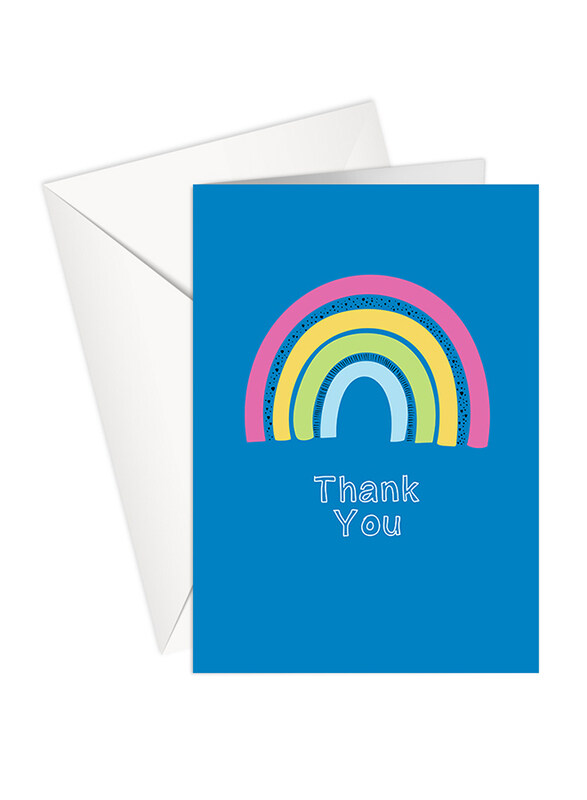 

Share The Love 118 Rainbow Thank You Printed Greeting Card with Envelope, Blue