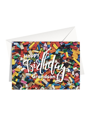 Share The Love Happy Birthday Greeting Cards Bricks, Grandson, A4 Size, Multicolour