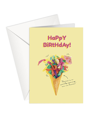Share The Love Happy Birthday Greeting Cards, There is a Party Going on Here's , Cone Confetti, Yellow