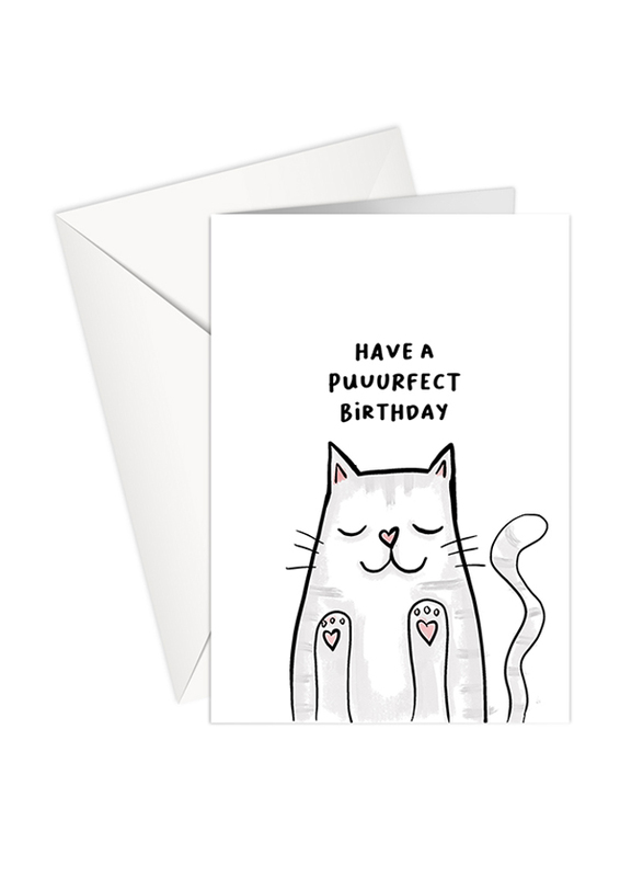 Share The Love 105 Have a Puuurfect Birthday Printed Greeting Card with Envelope, White