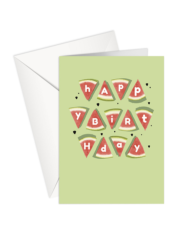 Share The Love Happy Birthday Greeting Cards, Water Melons Slices, Multicolour