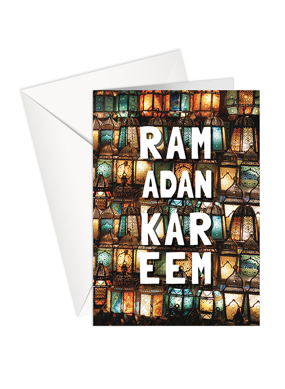 Share The Love Ramadan Kareem Greeting Card Lanterns, A4 Size, Multicolour