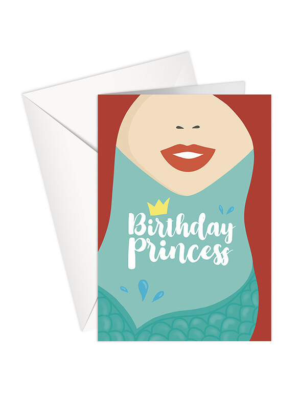 

Share The Love Mermaid Birthday Princess Printed Greeting Card with Envelope, Multicolour