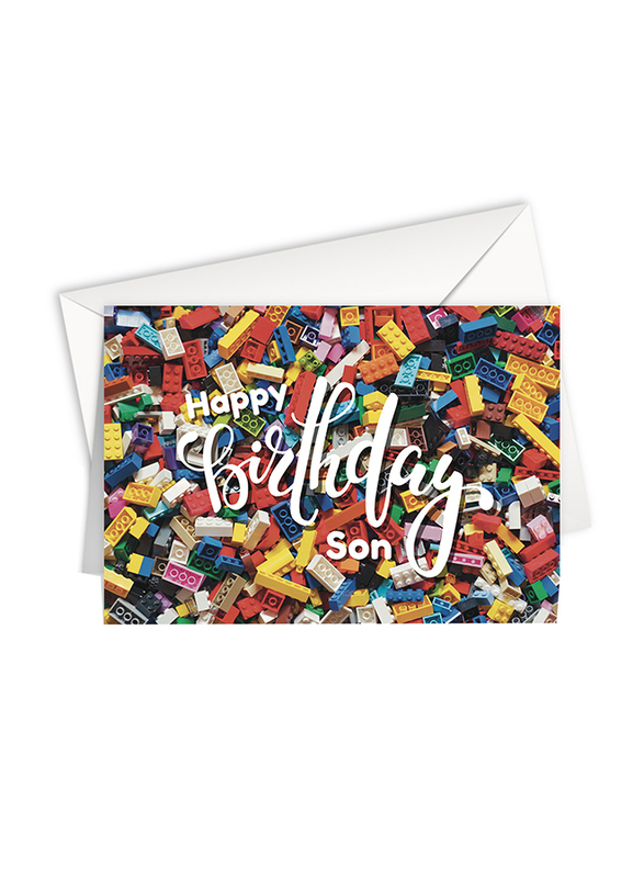 Share The Love Happy Birthday Greeting Cards Bricks, Son, A4 Size, Multicolour