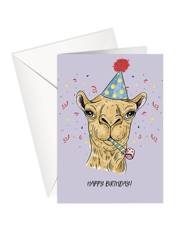 

Share The Love P181 Happy Birthday Camel Greeting Card, Lilac