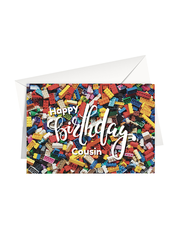 Share The Love Happy Birthday Greeting Cards Bricks, Cousins, A4 Size, Multicolour