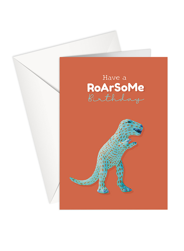 

Share The Love Have a Roar Some Birthday Printed Greeting Card with Envelope, Red