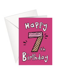 Share The Love GC110 Age 7 Happy Birthday Printed Greeting Card with Envelope, Pink