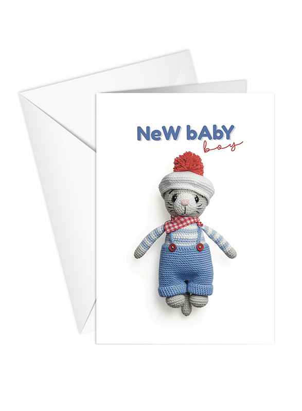 Share The Love P131 New Born a New Baby Boy Printed Greeting Card with Envelope, White