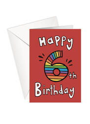 Share The Love GC110 Age 6 Happy Birthday Printed Greeting Card with Envelope, Red