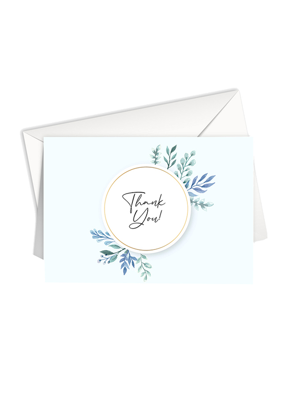 Share The Love L50 Floral Design Thank You Greeting Card, Blue