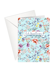 Share The Love Eid Mubarak Greeting Card Floral, A5 Size, Lite Blue