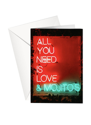 Share The Love P138 General Love All You Need is Love & Mojitos Printed Greeting Card with Envelope, Red
