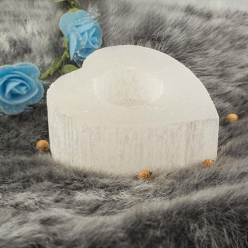 

Yanaah Selenite Heart Shape Candle Holder, White