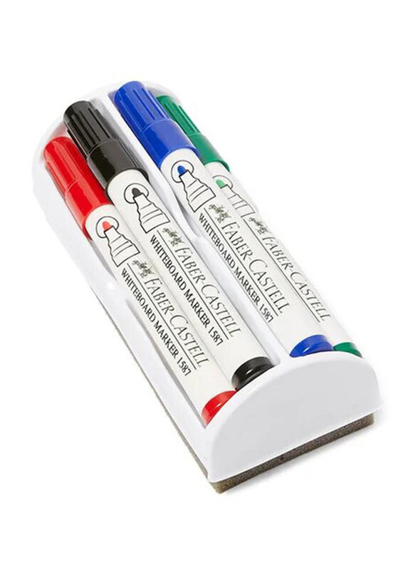 

Faber-Castell White Board Marker with Duster Cleaner, Multicolour